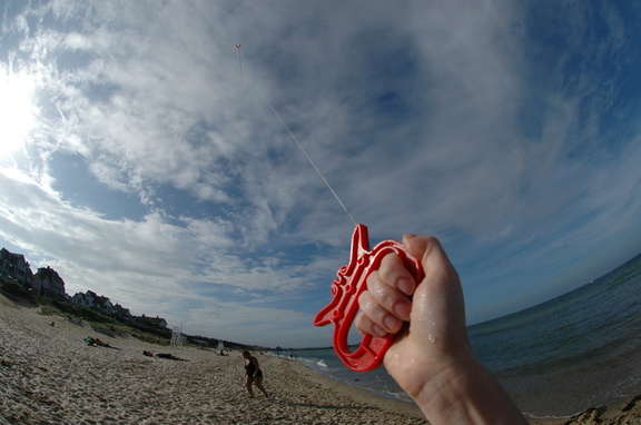 Lis's hand flying the kite