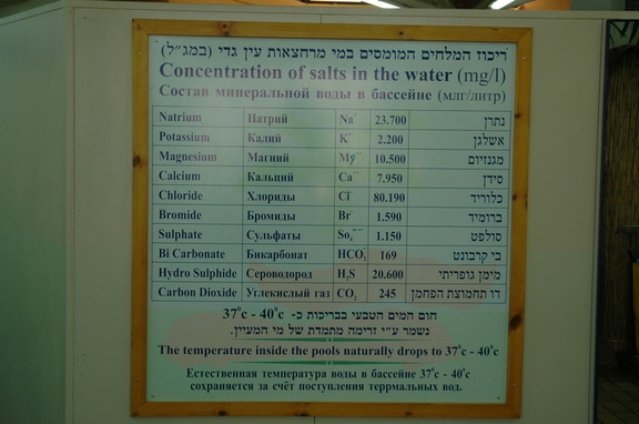 Mineral content of the sulfur springs