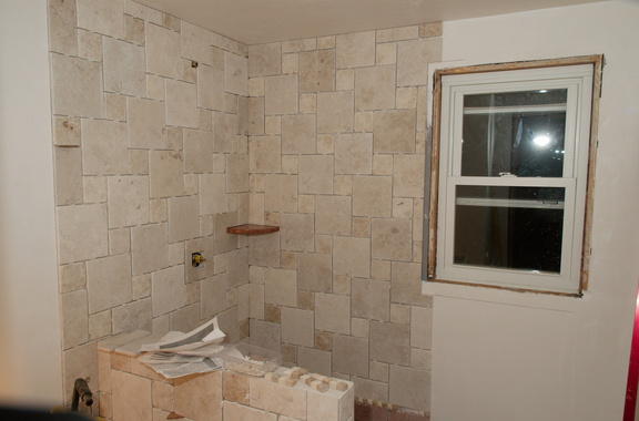 Tiled shower walls!
