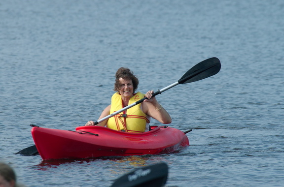 Linda in her kayak