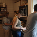 Sue, Bonnie. and Daniel preparing dinner