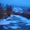 Steamboat mountain from a bridge over the river