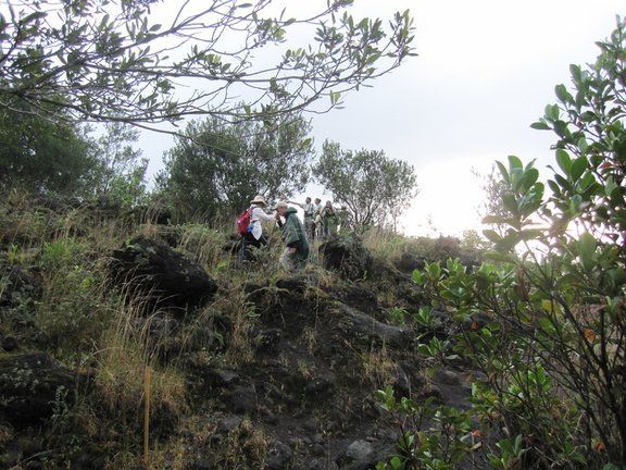 climbing to the top of the lava field