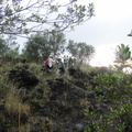 climbing to the top of the lava field