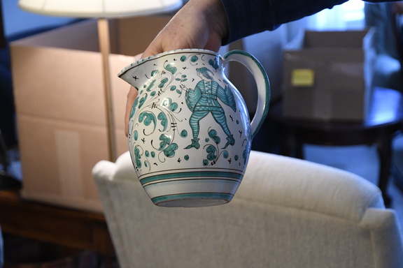 Ceramic pitcher, jester design