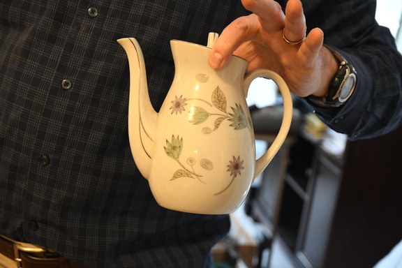 Ceramic pitcher, leaf design